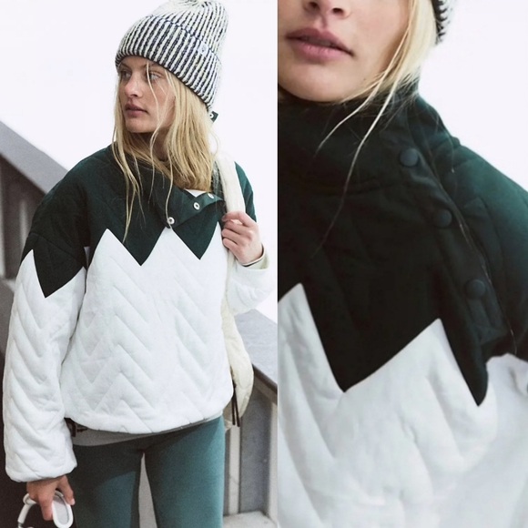 FP Movement by Free People Jackets & Blazers - 🆕️ Free People Movement Zig Zag Pullover in Evergreen Combo